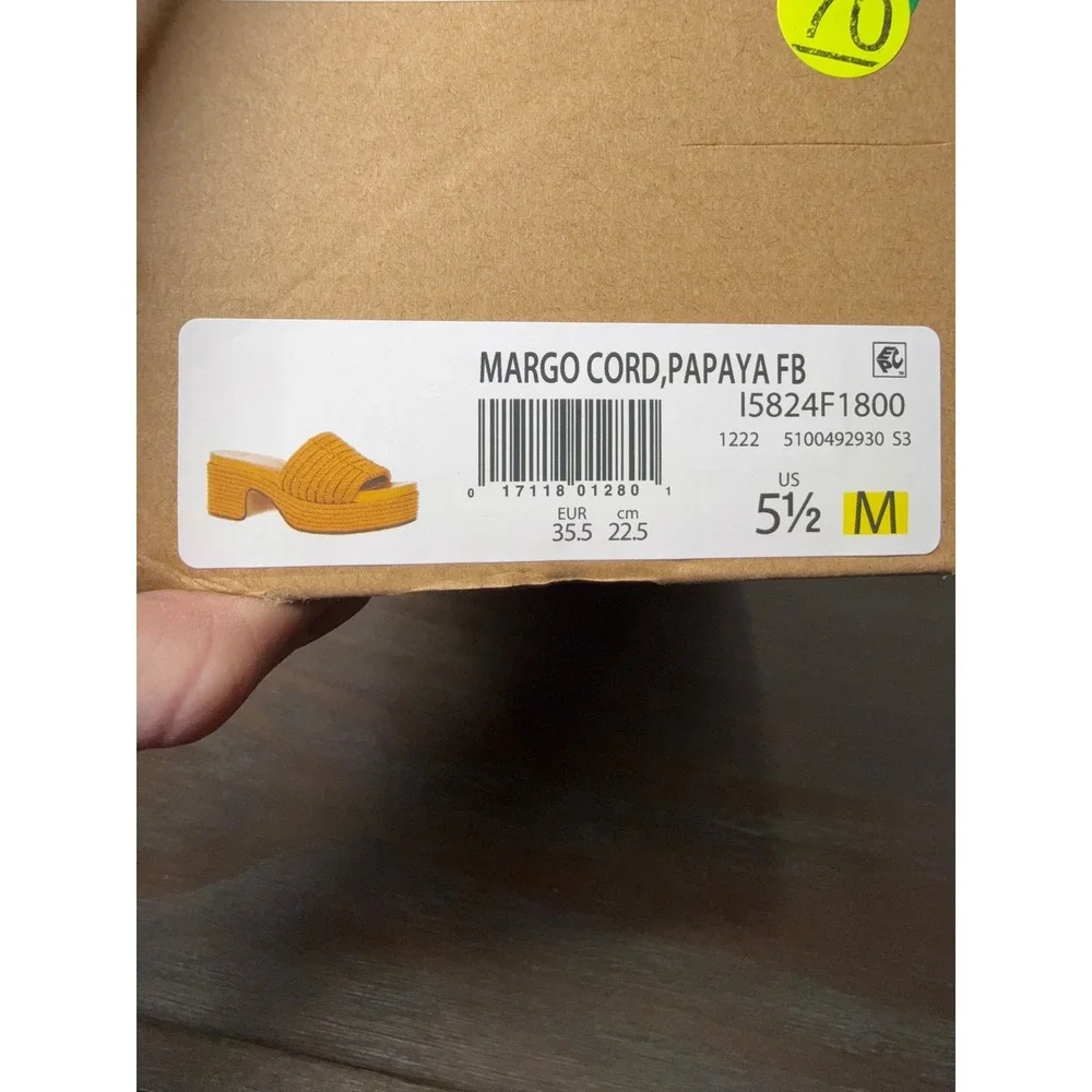 Vince Margo Cord Platform‎ Slide Sandals Mustard Yellow Size 5.5 NIB Designer